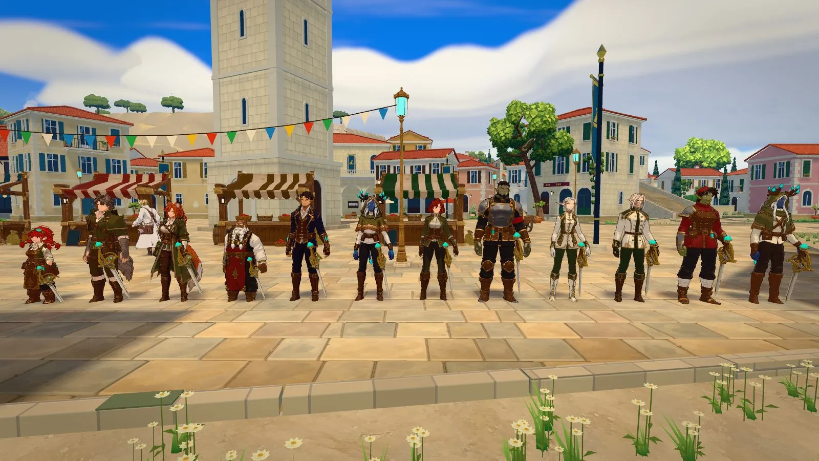 All twelve looks on the market plaza